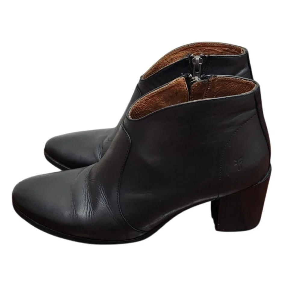 Frye - Nora Zip Short Ankle Leather Boots Black Women's Size US 8.5M